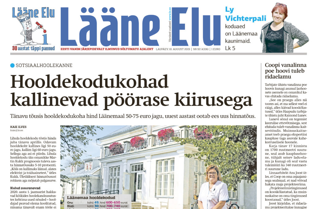 Lääne Elu paberleht laupäeval, 10. augustil