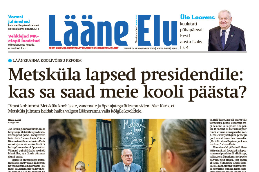 Lääne Elu paberleht teisipäeval, 14. novembril