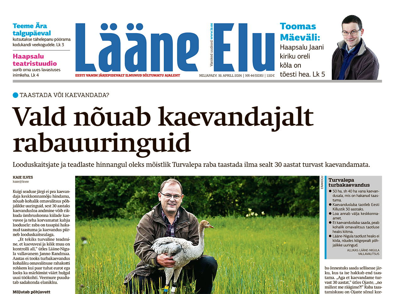 Lääne Elu newspaper on Thursday, April 18
