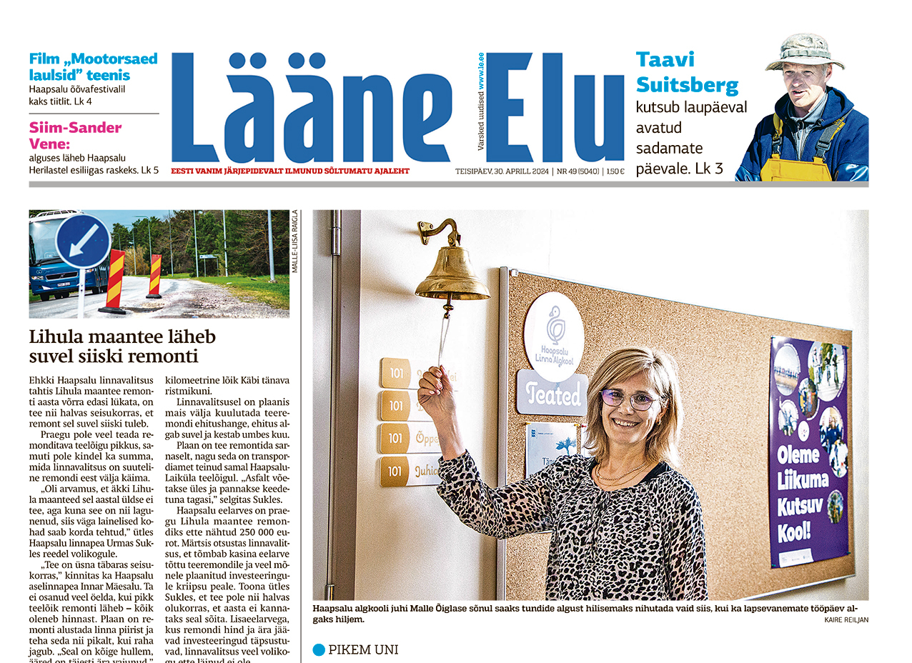 Lääne Elu newspaper on Tuesday, April 30