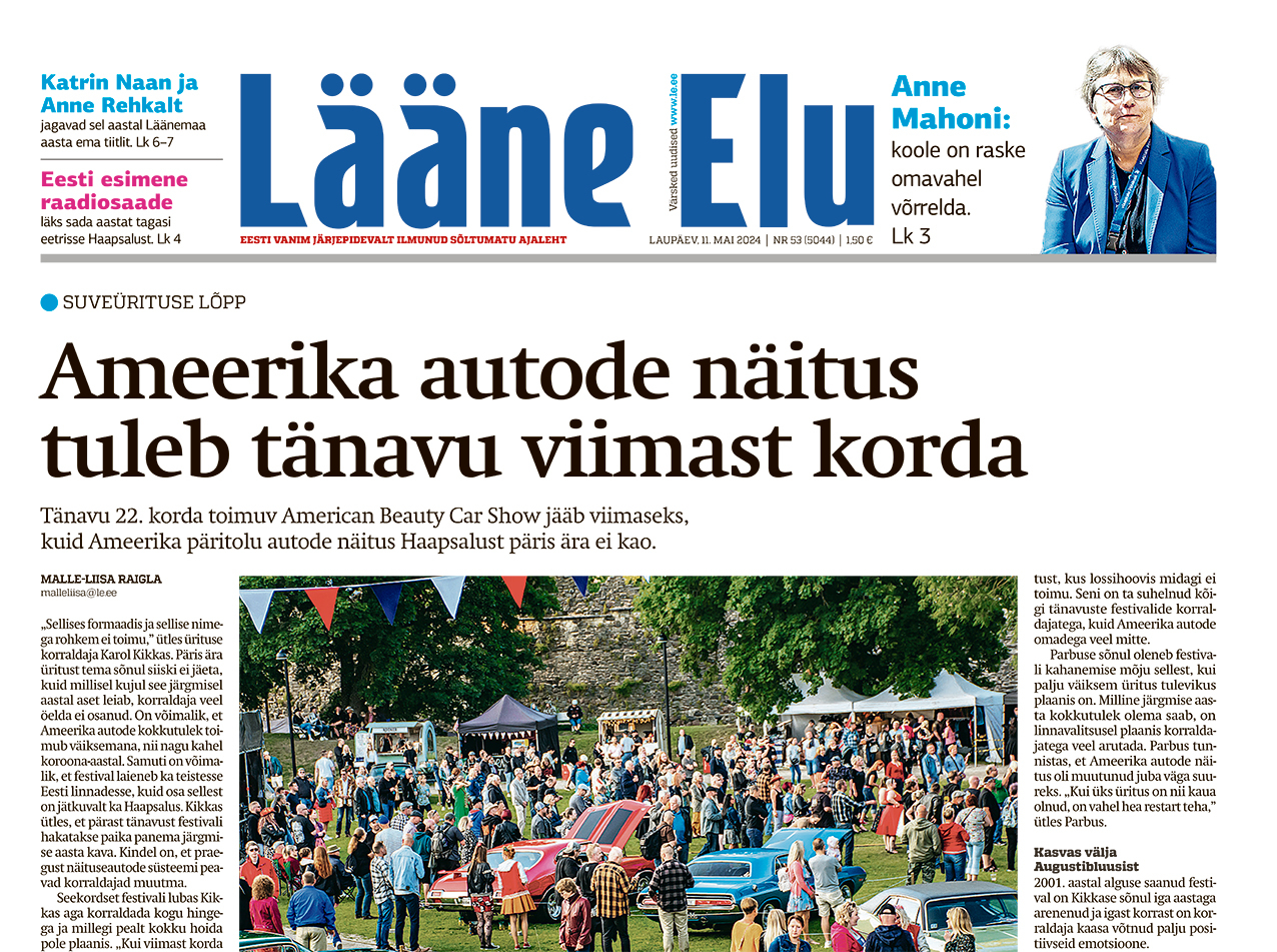 Lääne Elu newspaper on Saturday, May 11