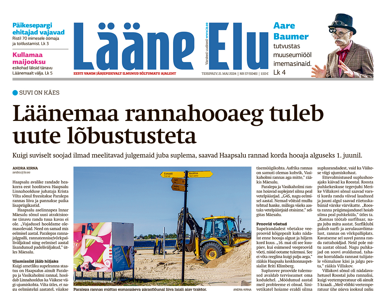 Lääne Elu newspaper on Tuesday, May 21