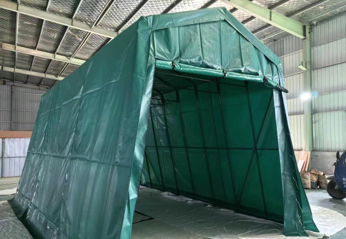 The PVC car shelter protects the car in any weather