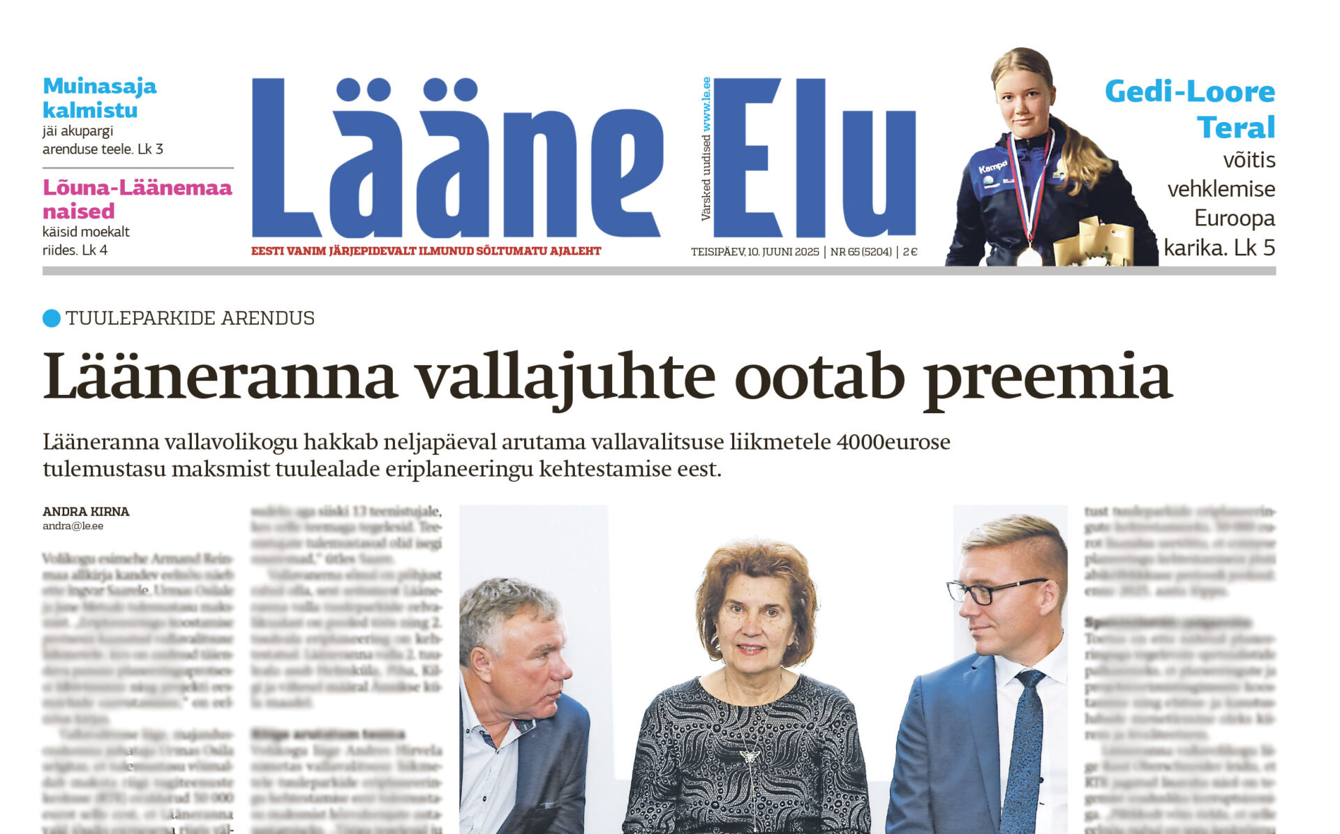 

The post Lääne Elu paberleht teisipäeval, 10. juunil appeared first on Lääne Elu.