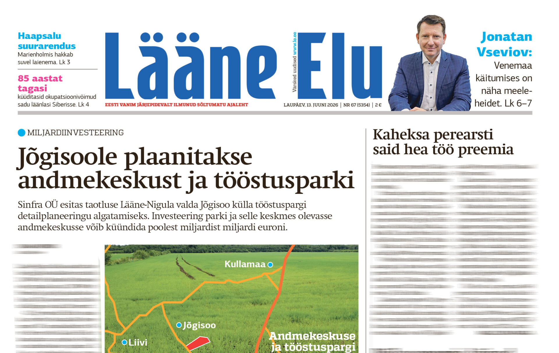 Lääne Elu paberleht laupäeval, 13. juunil