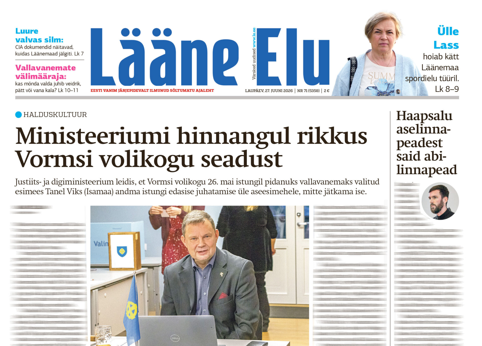 Lääne Elu paberleht laupäeval, 27. juunil
