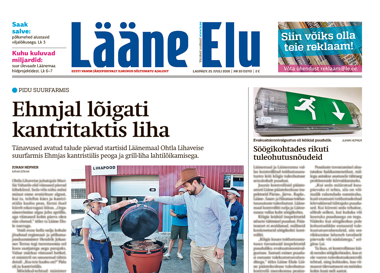 Lääne Elu paberleht laupäeval, 25. juulil