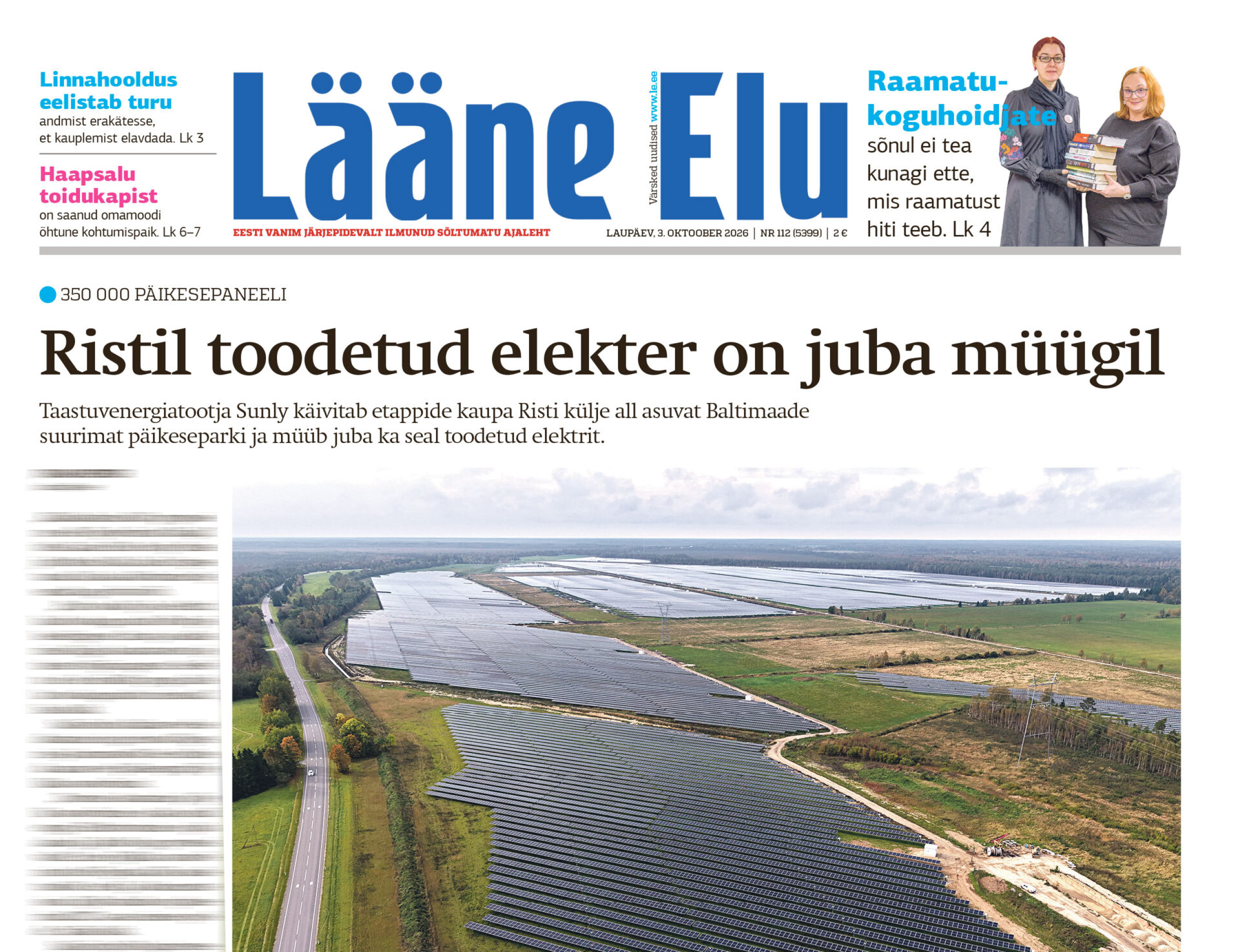 
		Linnahooldus tahab Haapsalu turgu erakätesse sokutada
Haapsalu Linnahoolduse nõukogu saatis linnavalitsusele ettepanekuid, kuidas turgu elavdada. Enim eelist